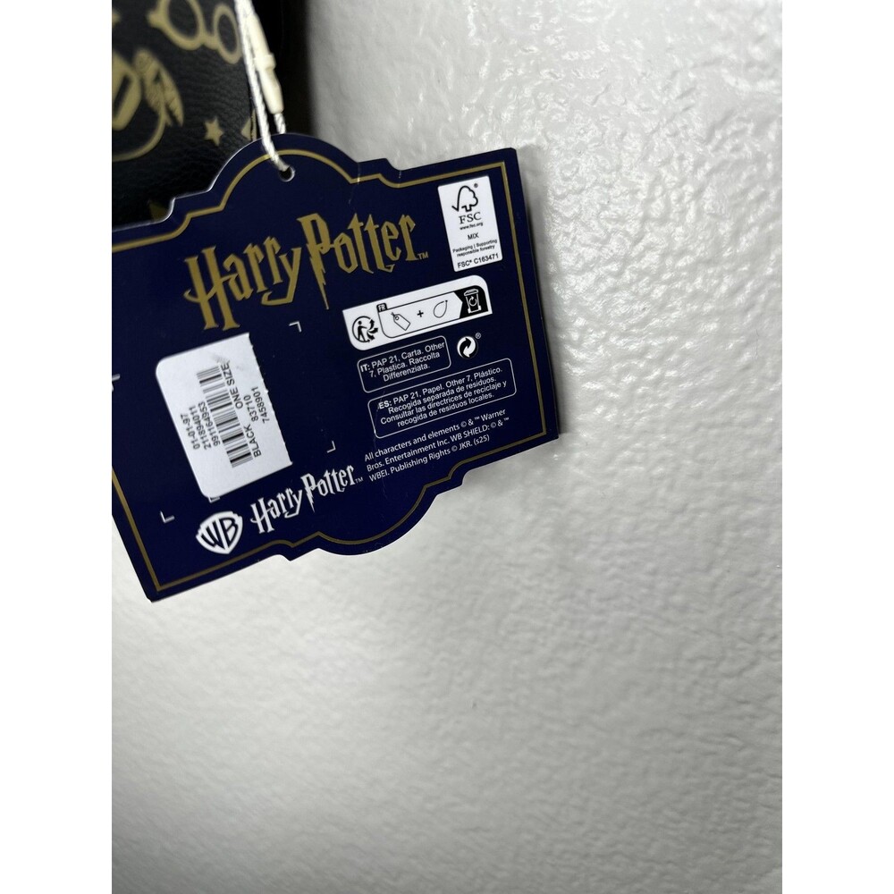 NEW Harry Potter Crossbody Bag Adults Small Black Faux Leather Logo Gold Icons - Picture 7 of 7